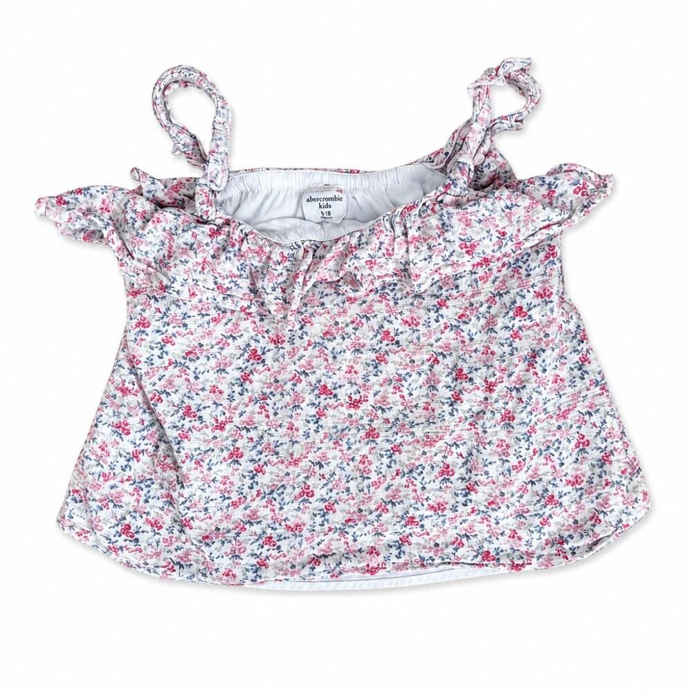Abercrombie & Fitch girl's white & pink floral print tank top 9-10 10